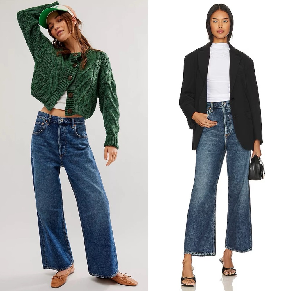 Citizens Of Humanity Wide Leg Jeans in Classic Blue Denim